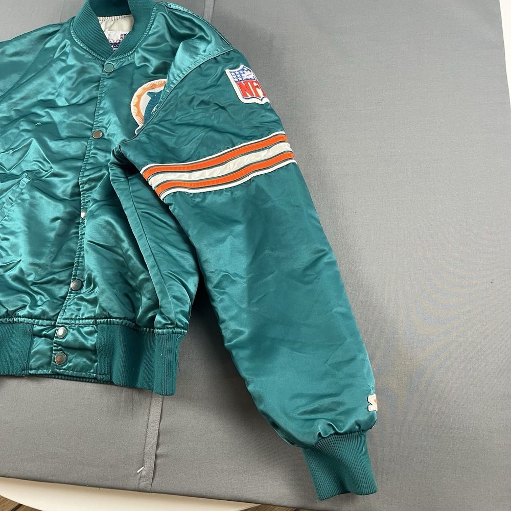 Vintage 90's Starter Pro Line Miami Dolphins Satin Football Jacket Size Medium - Picture 8 of 11